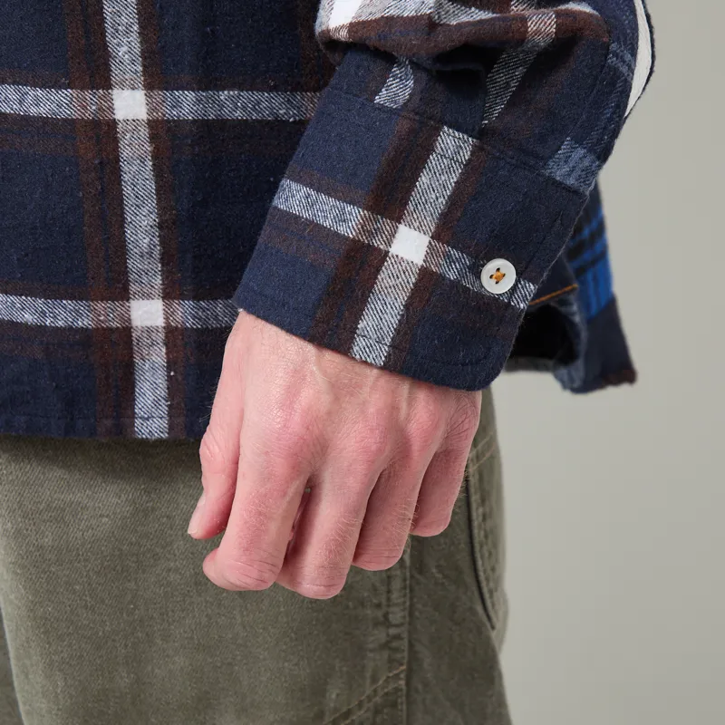 Universal Works Lazy Day Shirt Patchwork Checks Blue-7