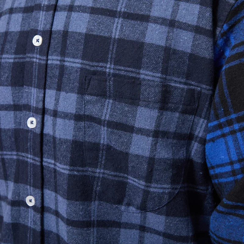 Universal Works Lazy Day Shirt Brush Panel Check 1 Navy Blue-5