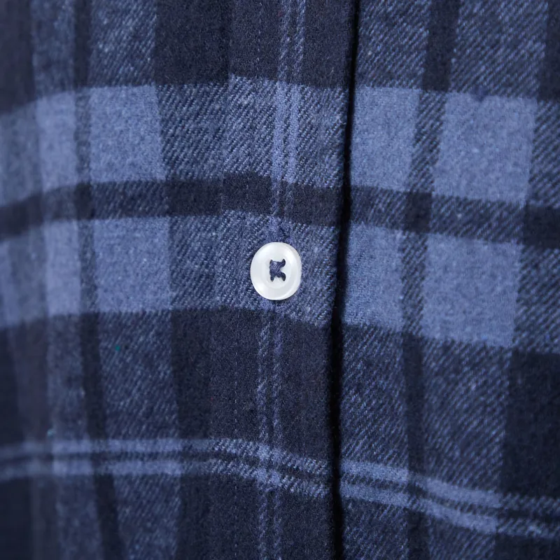 Universal Works Lazy Day Shirt Brush Panel Check 1 Navy Blue-6
