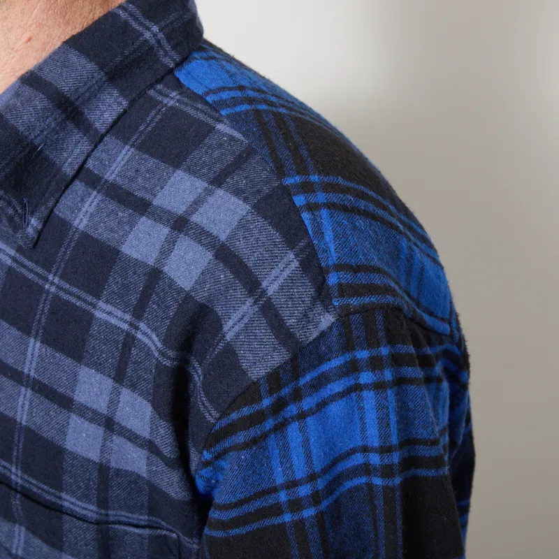 Universal Works Lazy Day Shirt Brush Panel Check 1 Navy Blue-4