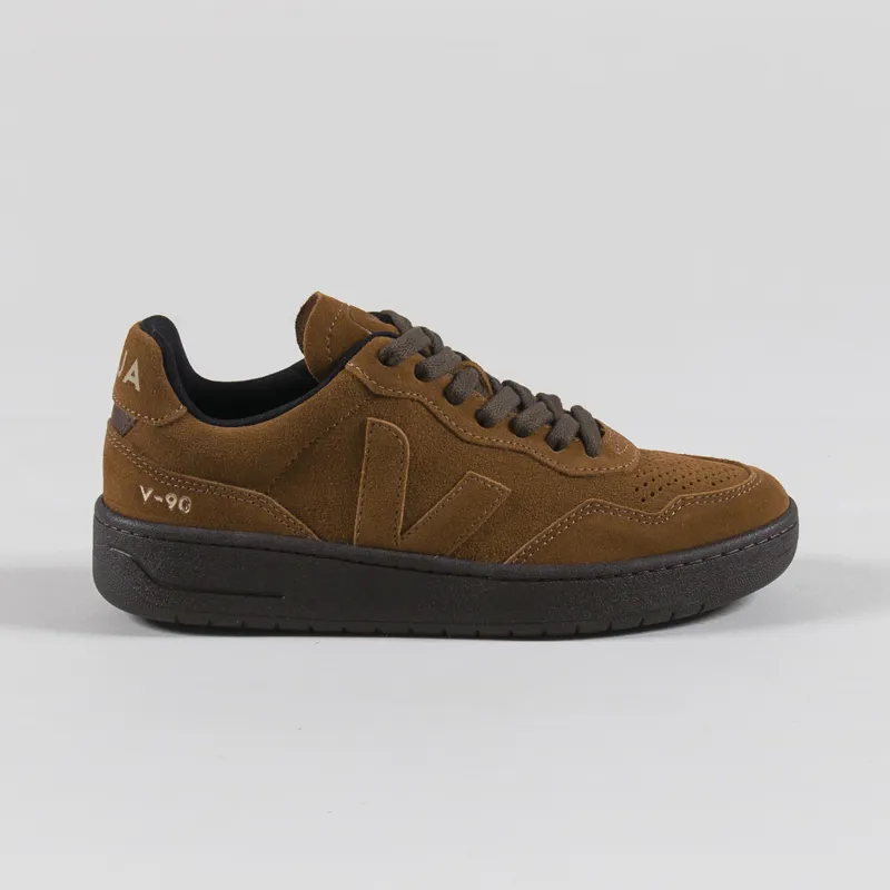 Veja Womens V-90 Suede Shoes Full Cognac Eagle-2