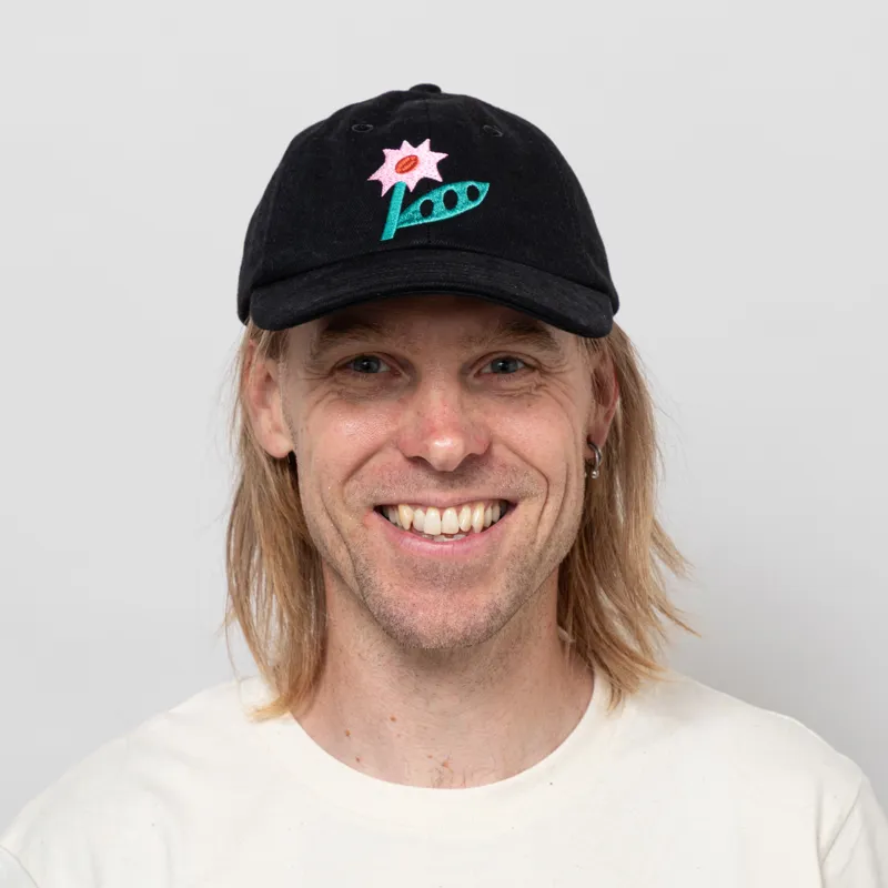 Olow Six Panel Flower Cap Black-1