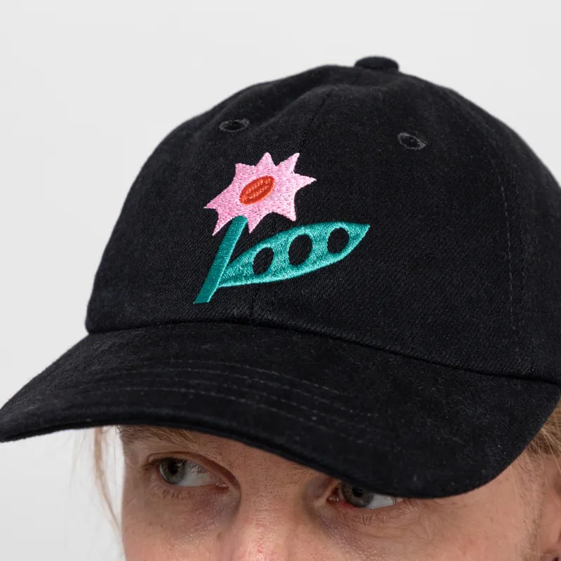 Olow Six Panel Flower Cap Black-3