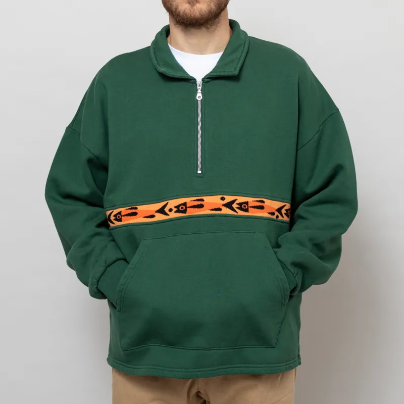 Olow Manso Sweat Forest Green Fishes-1