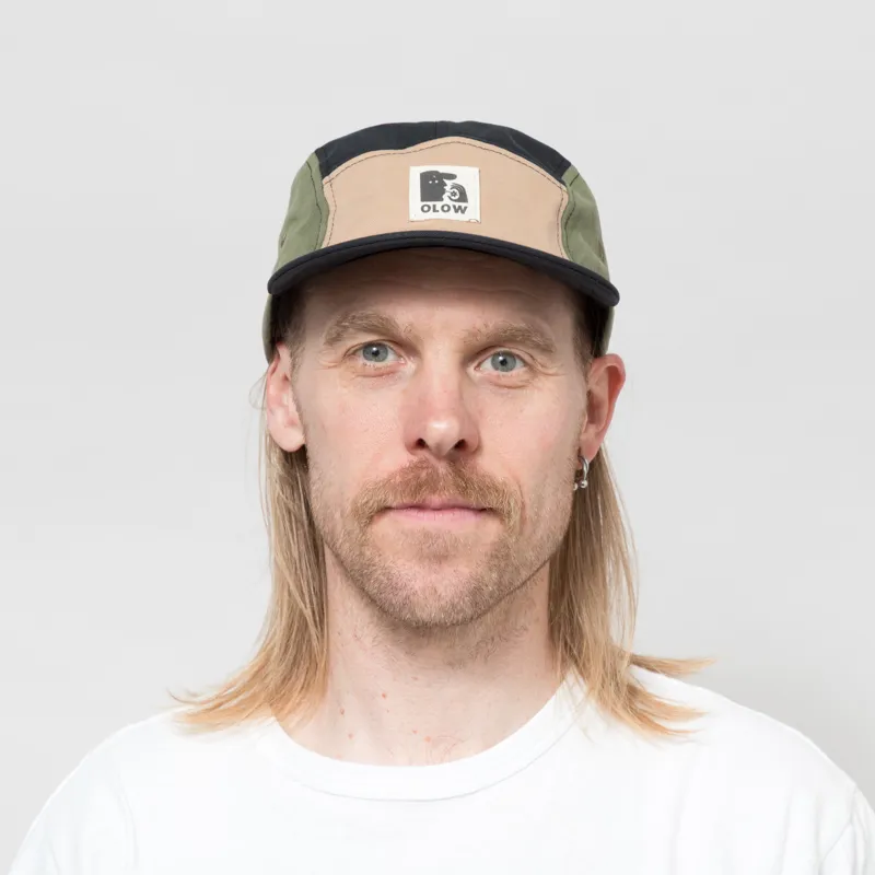 Olow Five Panel Tricoloured Rocklin Cap Midnight Blue-2