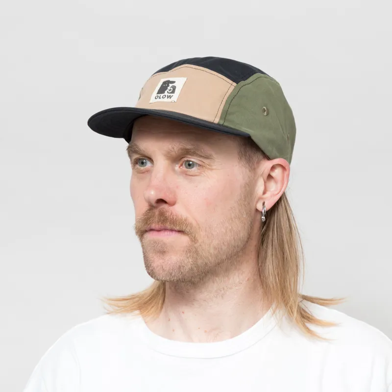Olow Five Panel Tricoloured Rocklin Cap Midnight Blue
