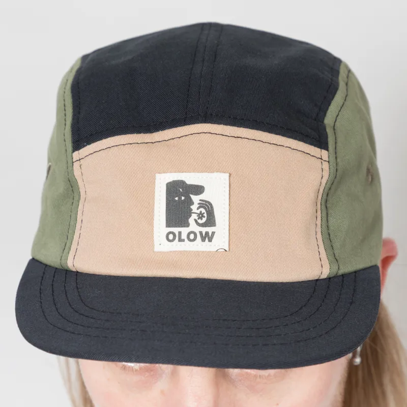 Olow Five Panel Tricoloured Rocklin Cap Midnight Blue-3