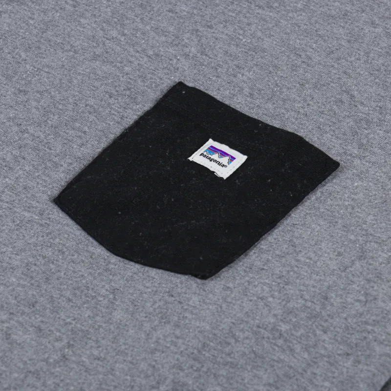 Patagonia Long Sleeved Shop Sticker Pocket Responsibili-Tee Gravel Heather-2