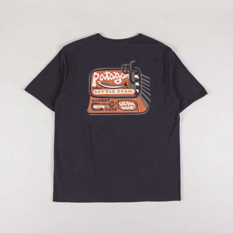 Patagonia Aquatic Action Organic T Shirt Little Fish Ink Black