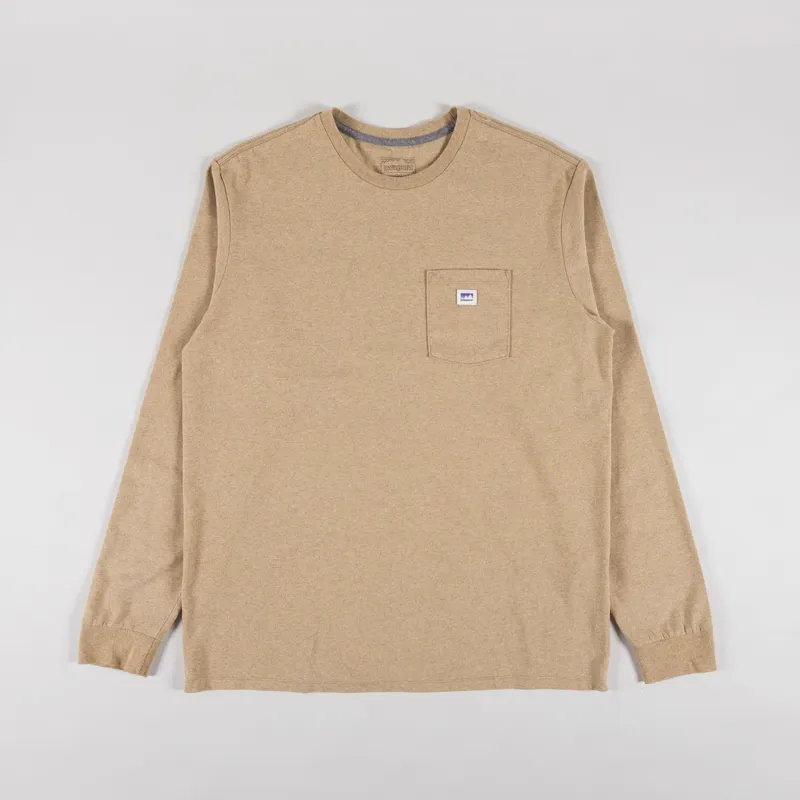 Patagonia Long Sleeve Shop Sticker Pocket Responsibili-Tee Talon Gold