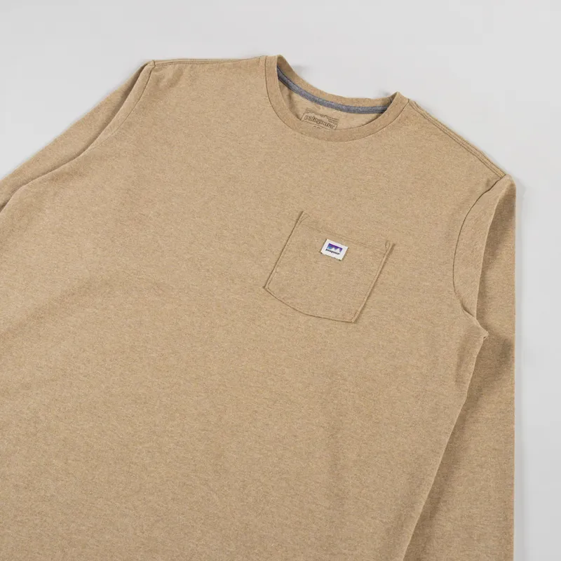 Patagonia Long Sleeve Shop Sticker Pocket Responsibili-Tee Talon Gold-2