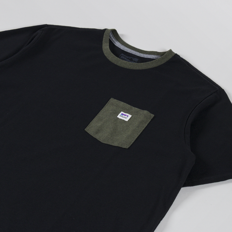 Patagonia Shop Sticker Pocket Responsibili-Tee Black Basin Green-1