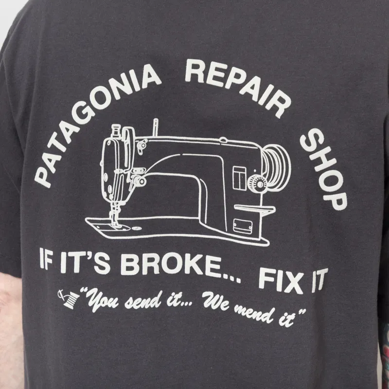 Patagonia Repair Shop T Shirt Ink Black-4
