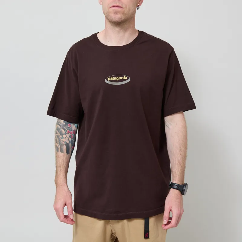 Patagonia 95 Oval Logo T Shirt Den Brown Heliotropic-2