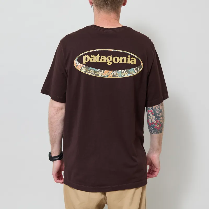 Patagonia 95 Oval Logo T Shirt Den Brown Heliotropic