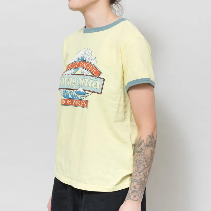 Patagonia Womens Great Waves Ringer T Shirt Lemon Zest-1
