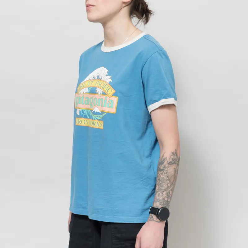 Patagonia Womens Great Waves Ringer T Shirt Shore Blue-1
