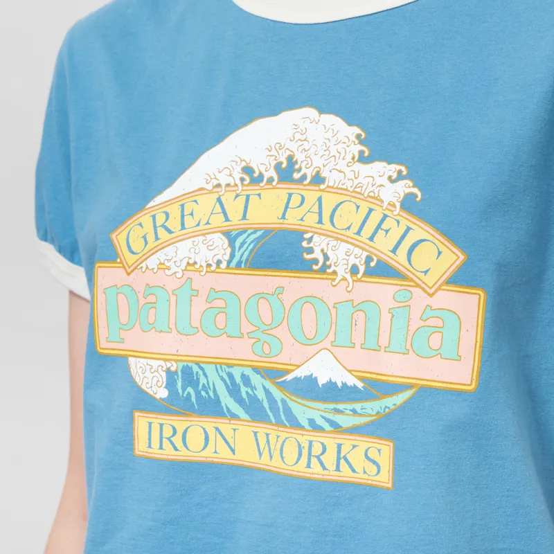 Patagonia Womens Great Waves Ringer T Shirt Shore Blue-4