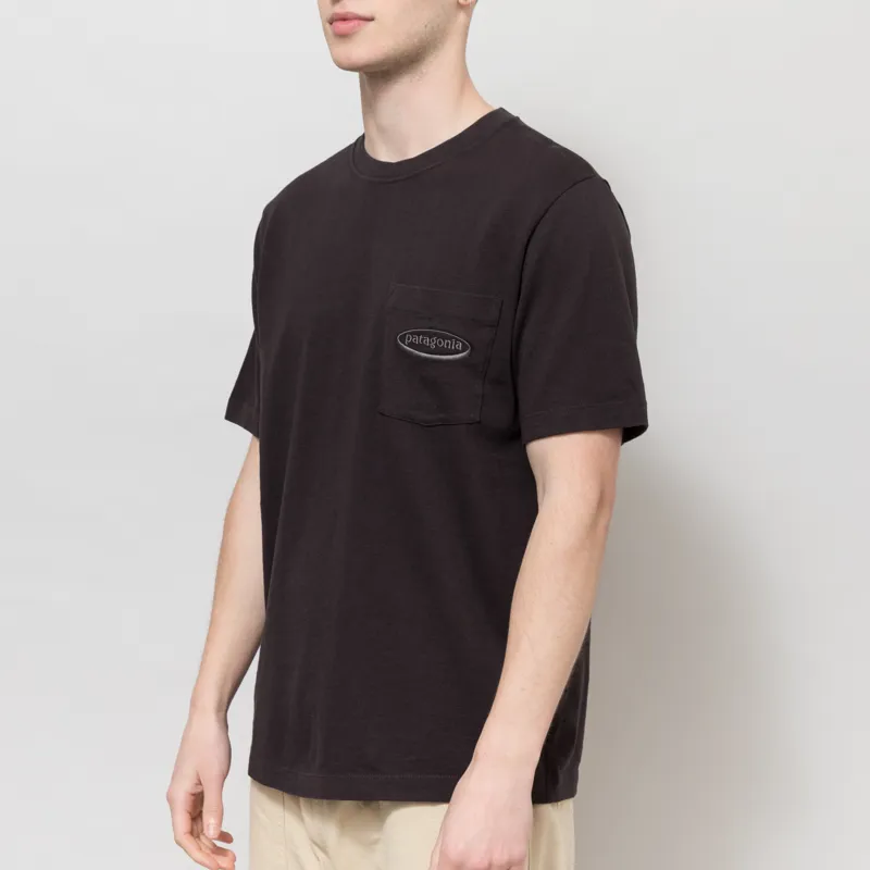 Patagonia '95 Oval Logo Pocket T Shirt Black-1