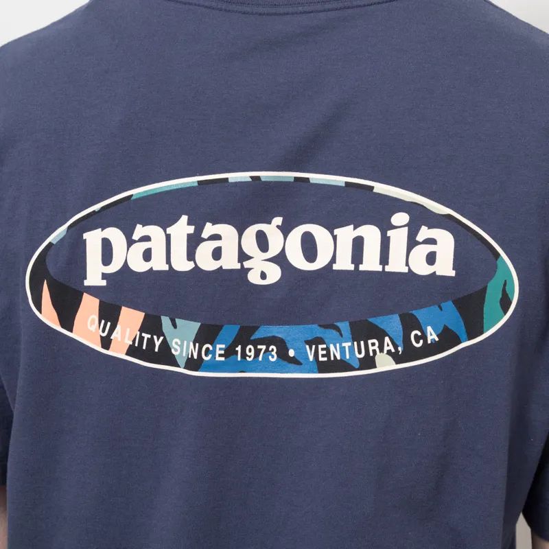 Patagonia 95 Oval Logo T Shirt New Navy Kaleido-5