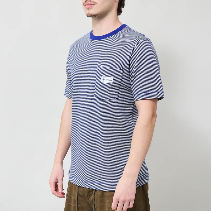 Patagonia Midweight Hut Tripper Label Pocket T Shirt Micro Cobalt Blue-1