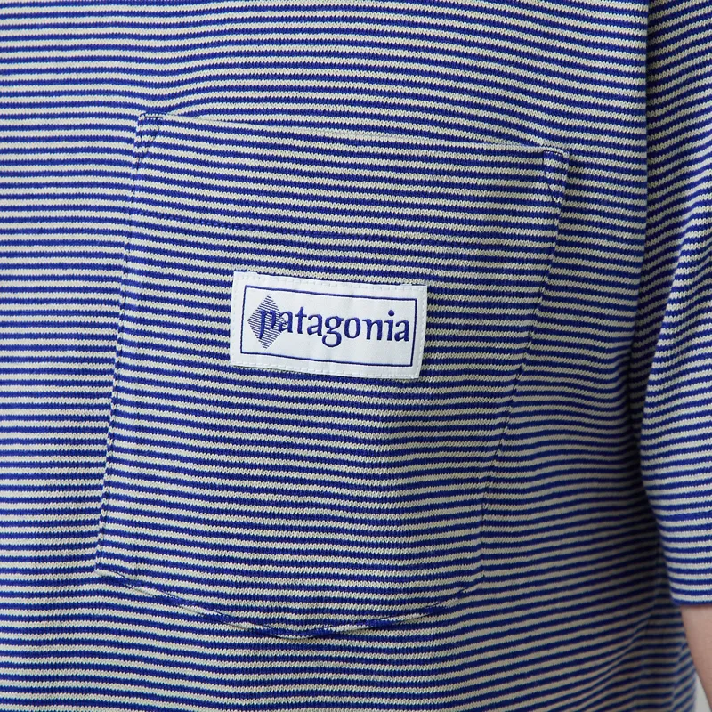 Patagonia Midweight Hut Tripper Label Pocket T Shirt Micro Cobalt Blue-4