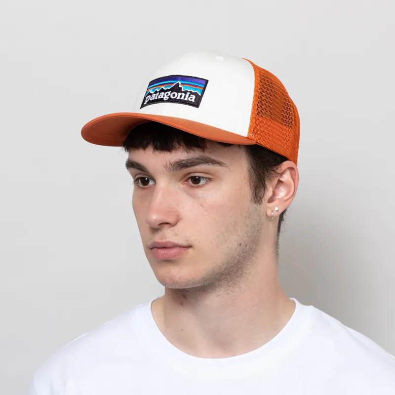 Patagonia P-6 Logo Trucker Hat White Redtail Rust