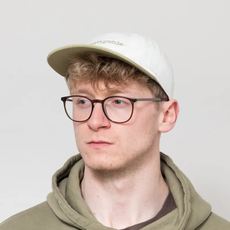 Patagonia Fitz Roy Icon Trad Cap Text Logo Birch White Gumtree Green