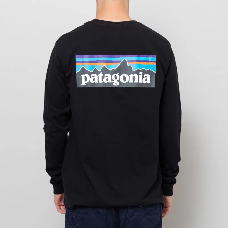 Patagonia Mens Long Sleeve P-6 Logo Responsibili-Tee Black