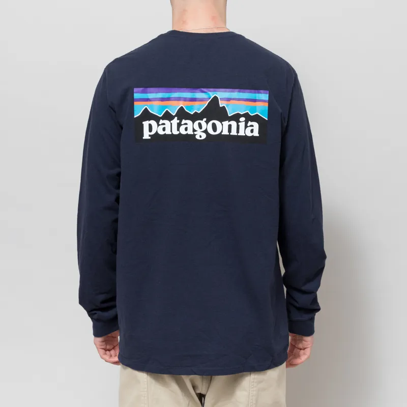 Patagonia Long Sleeve P-6 Logo Responsibili-Tee New Navy