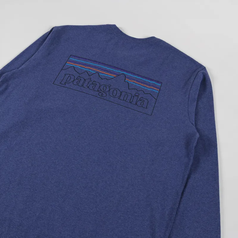 Patagonia Long Sleeve P-6 Logo Responsibili-Tee P6 Outline Current Blue-2