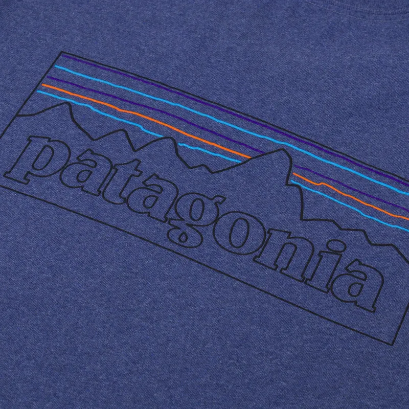 Patagonia Long Sleeve P-6 Logo Responsibili-Tee P6 Outline Current Blue-4