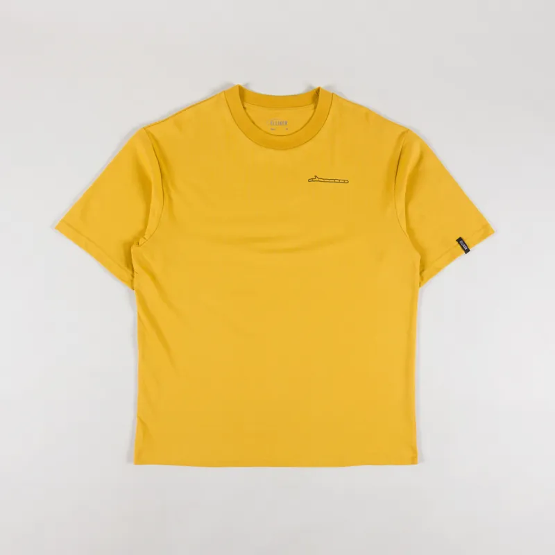 Elliker Rill Stick Print T Shirt Mustard-1