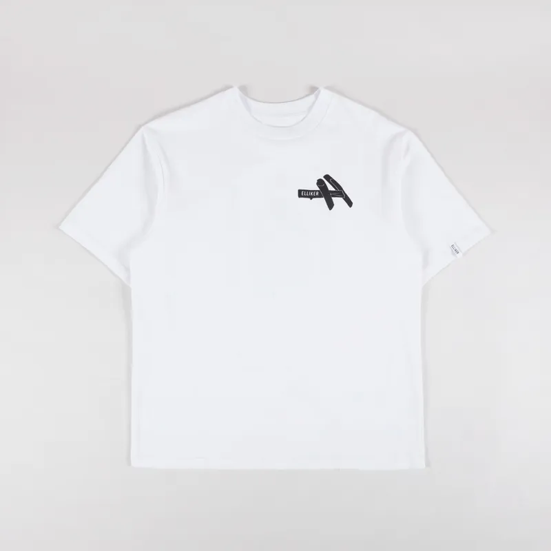 Elliker Rill Charcoal Print T Shirt White-1