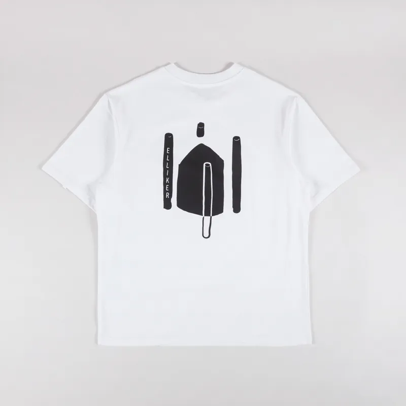 Elliker Rill Charcoal Print T Shirt White