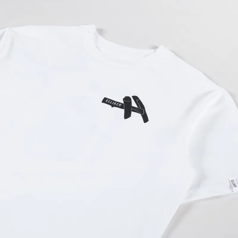 Elliker Rill Charcoal Print T Shirt White-3