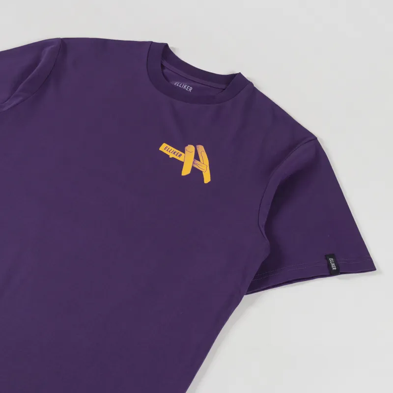 Elliker Rill Charcoal Print T Shirt Purple-3