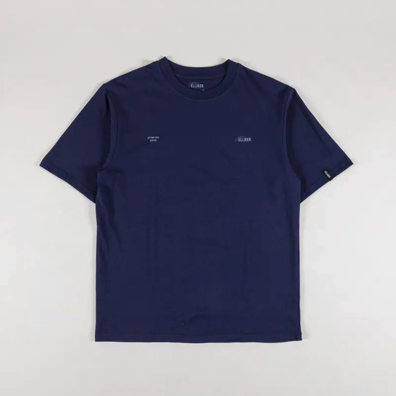 Elliker Rill Logo Print T Shirt Navy