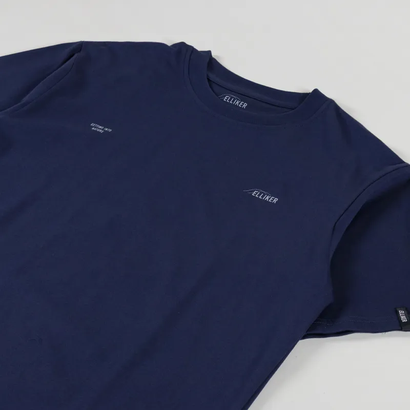 Elliker Rill Logo Print T Shirt Navy-1