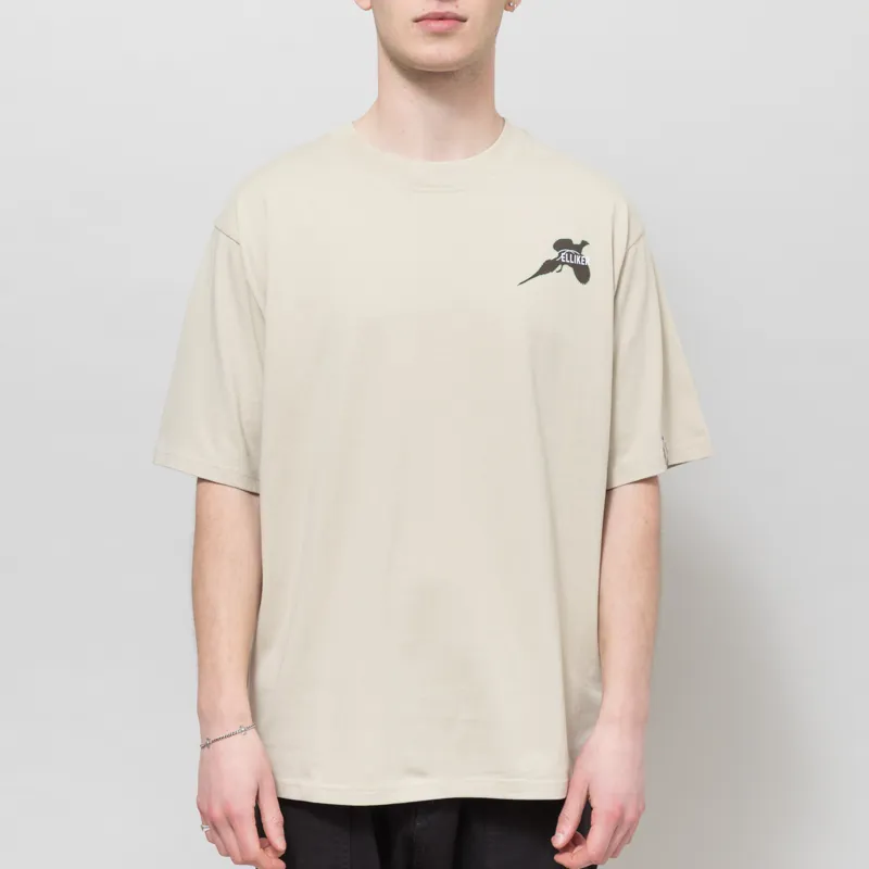 Elliker Rill Birds Print T Shirt Beige-1