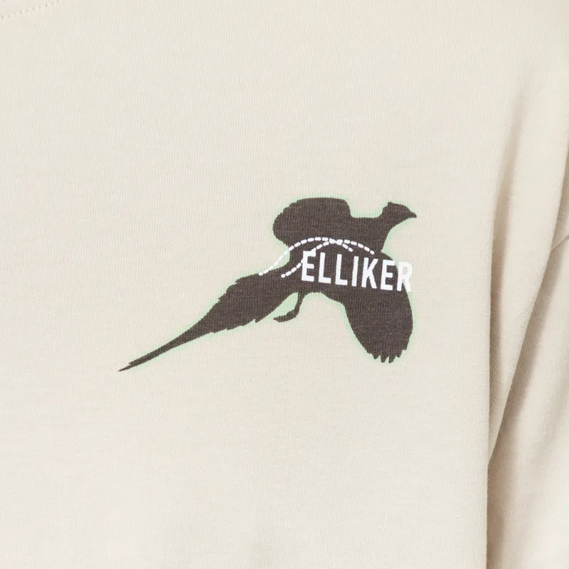 Elliker Rill Birds Print T Shirt Beige-3