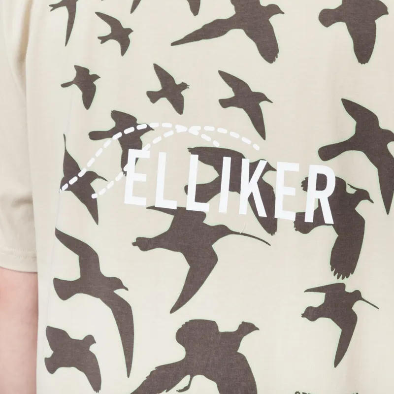 Elliker Rill Birds Print T Shirt Beige-4