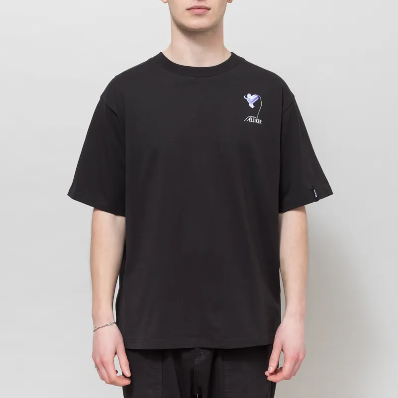 Elliker Rill Bluebell Print T Shirt Black-1