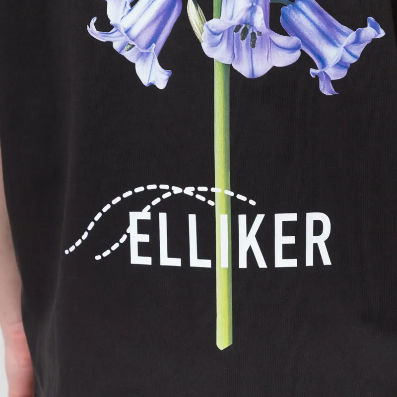 Elliker Rill Bluebell Print T Shirt Black-4