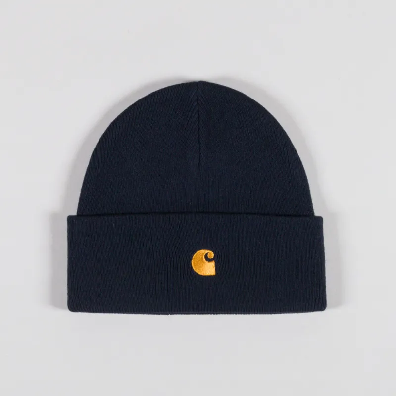 Carhartt WIP Chase Beanie Dark Navy Gold