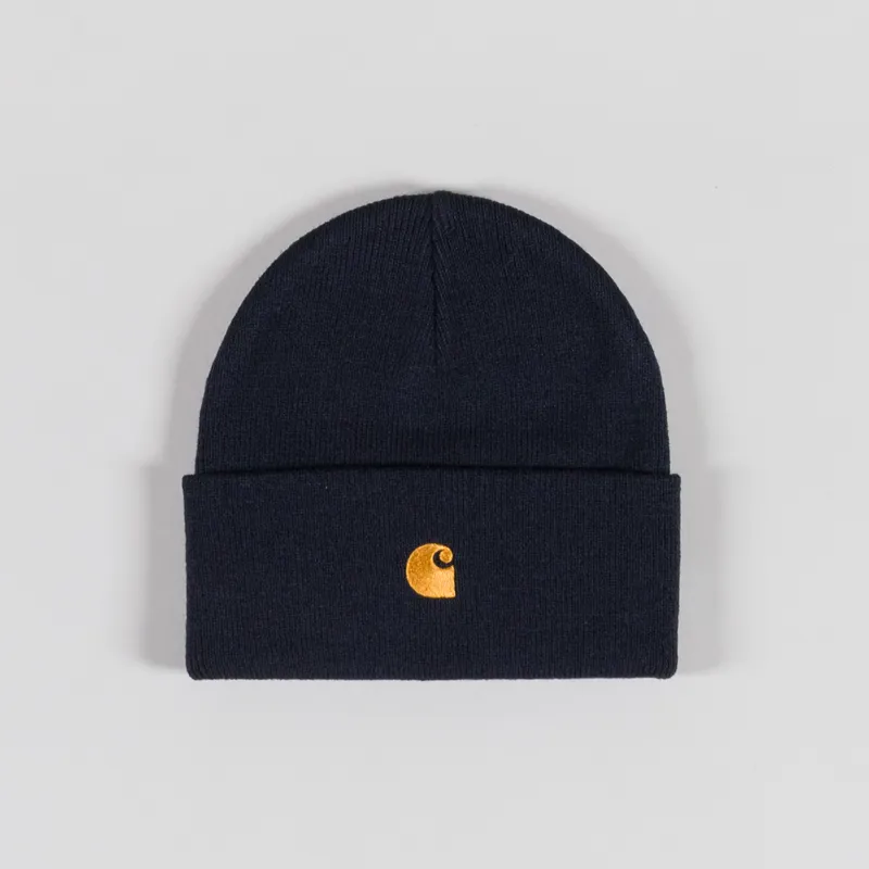 Carhartt WIP Chase Beanie Dark Navy Gold