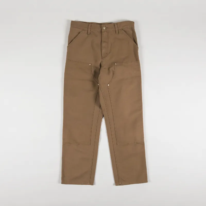 Carhartt WIP Double Knee Pant Hamilton Brown Rinsed Dearborn Canvas-1