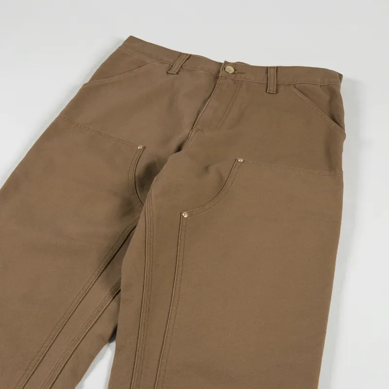 Carhartt WIP Double Knee Pant Hamilton Brown Rinsed Dearborn Canvas-4