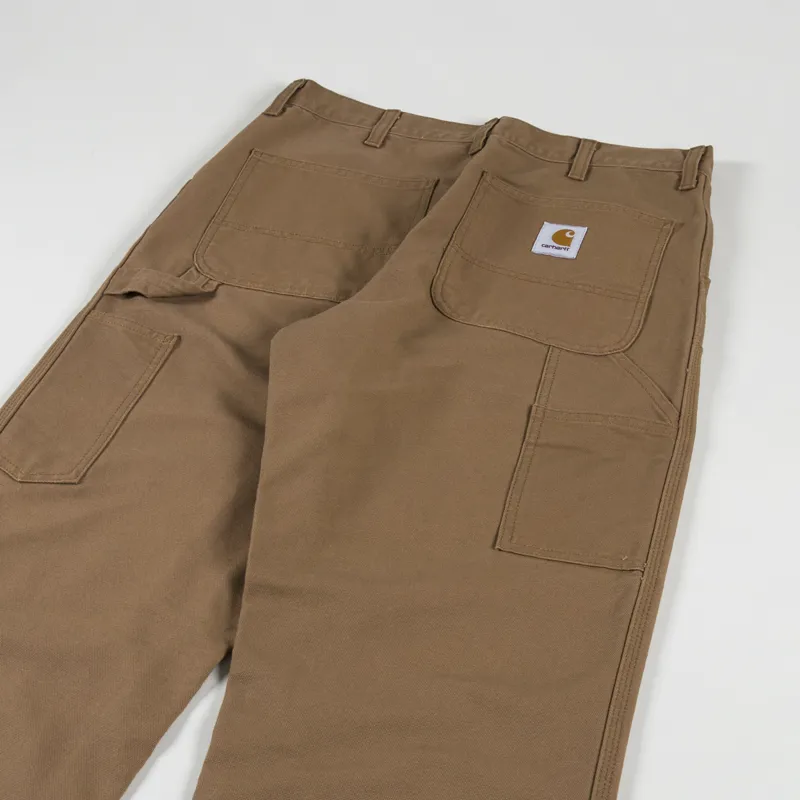 Carhartt WIP Double Knee Pant Hamilton Brown Rinsed Dearborn Canvas-3