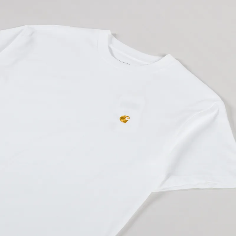 Carhartt WIP Womens Chase T Shirt White Gold-1